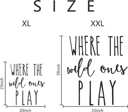 ديكور جدار غرفة اللعب، 23 بوصة XL ثلاثي الأبعاد حيث تلعب الحيوانات البرية لافتة حضانة خشبية لتزيين غرفة الأطفال الصغار ديكور غرفة نوم الأولاد والبنات علامة كلمة لغرفة النوم المنزلية (خشب - لون طبيعي) in Kuwait