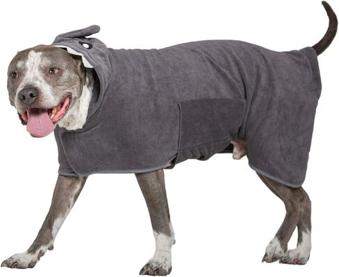 Wearable Microfiber Dog Towel with Monster or Shark Hoodie | Soft Dog Bathrobe (Small, Green Monster) in Kuwait
