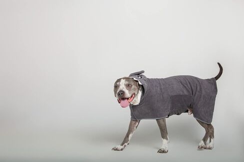منشفة كلب من الألياف الدقيقة قابلة للارتداء من BoxDog مع هوديي الوحش | روب حمام ناعم للكلاب (كبير) in Kuwait