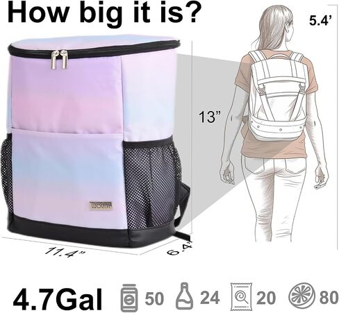 Wolka Cooler Backpack 30 Cans,Portable Backpack Coolers Insulated Leak Proof,Waterproof Soft Sided Cooler Bag for Travel,Beach,Camping,Picnic,Lunch Backpack for Women (Water Elf) in Kuwait