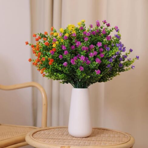 BESKIT زهور اصطناعية وهمية، 16 حزمة من النباتات البلاستيكية الصناعية في الهواء الطلق والشجيرات المقاومة للأشعة فوق البنفسجية لحديقة الفناء ونافذة صندوق خارج ديكورات داخلية (ميكسكولور) in Kuwait