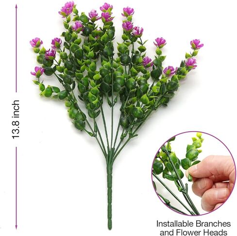 BESKIT زهور اصطناعية وهمية، 16 حزمة من النباتات البلاستيكية الصناعية في الهواء الطلق والشجيرات المقاومة للأشعة فوق البنفسجية لحديقة الفناء ونافذة صندوق خارج ديكورات داخلية (ميكسكولور) in Kuwait