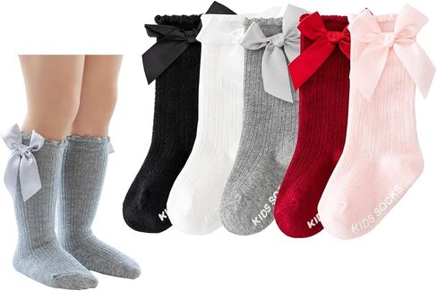 تشونغ طفل رضيع الفتيات الركبة هايت الجورب جوارب قطنية 0-7 سنوات بلون Bowknot رقيقة الربيع الصيف in Kuwait