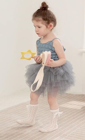 CHUNG Toddler Baby Girls Knee Hight Stocking Cotton Socks 0-7Years Solid Color Bowknot Thin Spring Summer in Kuwait