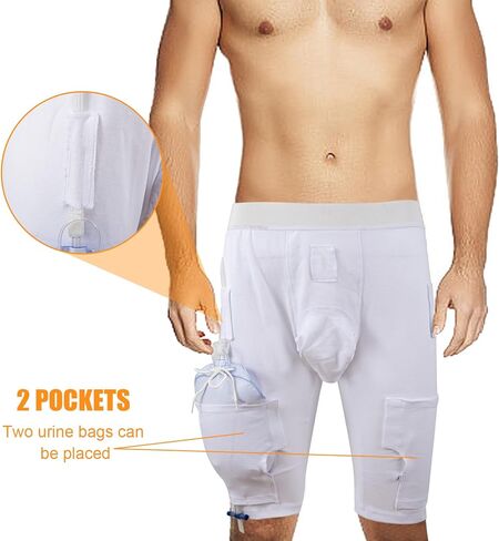 ملابس داخلية لحمل حقيبة ساق القسطرة، تحمل قطعتين سعة 600 مل من أكياس ساق البول للقسطرة متوافقة مع القسطرة فولي وفغر الكلية والقسطرة فوق العانة والصفراوية، وغطاء حقيبة الصرف البولي للرجال والنساء in Kuwait
