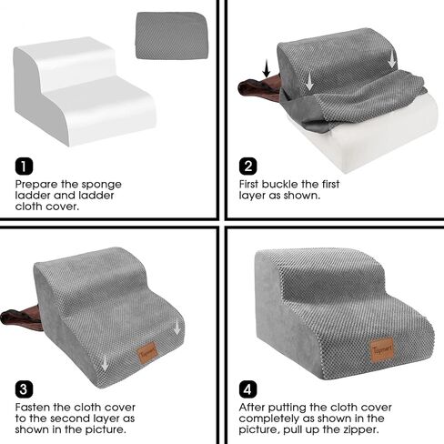 Replacement Cover 2 Tiers Foam Dog Ramps/Steps, Color Grey in Kuwait