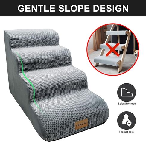 ExiBryony Dog Steps 4 Steps, 18in Non-Slip 30D High Density Pet Stairs/Step, Soft Foam Dog Ladder, Dog Stairs for Bed, Sofa, Best for Older Pets or Pets with Joint Problems and Mobility Problems in Kuwait