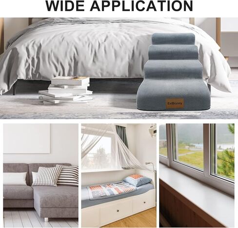 ExiBryony Dog Steps 4 Steps, 18in Non-Slip 30D High Density Pet Stairs/Step, Soft Foam Dog Ladder, Dog Stairs for Bed, Sofa, Best for Older Pets or Pets with Joint Problems and Mobility Problems in Kuwait