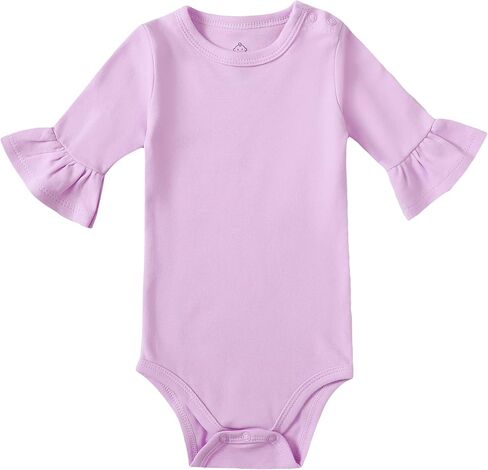 بدلة قطعة واحدة بأكمام جرس للفتيات من DEFAHN رومبير مكشكش متين ملابس قطنية للأطفال الرضع البنات من عمر 0 ​​إلى 24 شهرًا in Kuwait