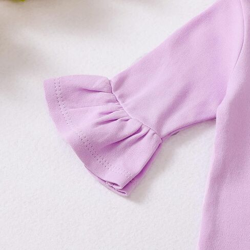 بدلة قطعة واحدة بأكمام جرس للفتيات من DEFAHN رومبير مكشكش متين ملابس قطنية للأطفال الرضع البنات من عمر 0 ​​إلى 24 شهرًا in Kuwait