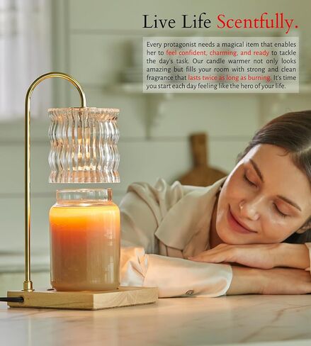 مصباح تسخين الشموع الزجاجي من Cozyberry®، متوافق مع مرطبان يانكي كاندل الكبير، مصباح شمعة، مذيب شموع قابل للتعتيم ومؤقت للشموع، ذوبان الشمع، شموع برطمان صغيرة وكبيرة الحجم (أسطوانة، مؤقت تلقائي) in Kuwait