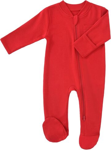 HahaNice Baby 2 Way Zipper Girls Boys 100% Cotton Footed Sleep and Play with Mitten Cuffs 0-12 Months in Saudi Arabia