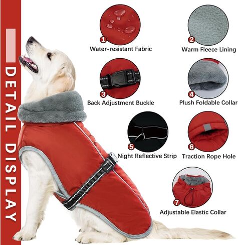 معطف الكلب OUOBOB، سترات للكلاب المتوسطة الحجم، سترة مضادة للماء للكلاب، معطف ثلج دافئ عاكس للكلاب، ملابس الطقس للكلاب، بدلة ثلج للكلاب قابلة للتعديل مقاومة للرياح مع بطانة من الصوف البلدغ الفرنسي الأرجواني XL in Kuwait