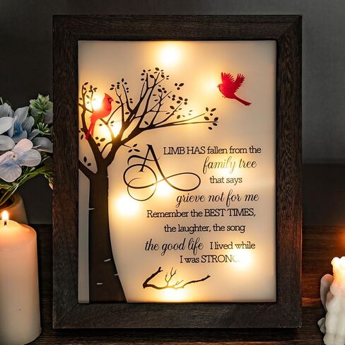 صندوق ظلال تذكاري باضاءة LED تذكارية 8×10 انش، هدية تذكارية مدروسة لفقدان الام والاب المحبوب في ذكرى الام، هدية جنازة لفقدان رقم العائلة in Kuwait