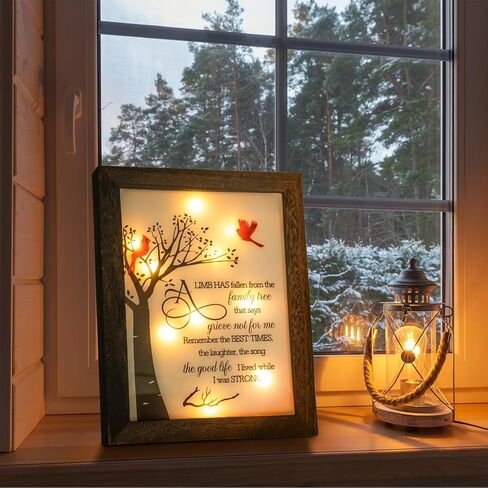 صندوق ظلال تذكاري باضاءة LED تذكارية 8×10 انش، هدية تذكارية مدروسة لفقدان الام والاب المحبوب في ذكرى الام، هدية جنازة لفقدان رقم العائلة in Kuwait