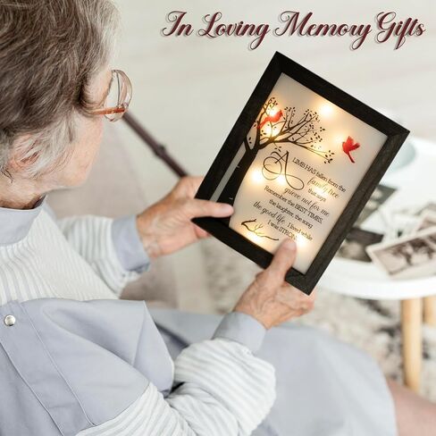صندوق ظلال تذكاري باضاءة LED تذكارية 8×10 انش، هدية تذكارية مدروسة لفقدان الام والاب المحبوب في ذكرى الام، هدية جنازة لفقدان رقم العائلة in Kuwait