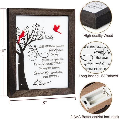 صندوق ظلال تذكاري باضاءة LED تذكارية 8×10 انش، هدية تذكارية مدروسة لفقدان الام والاب المحبوب في ذكرى الام، هدية جنازة لفقدان رقم العائلة in Kuwait