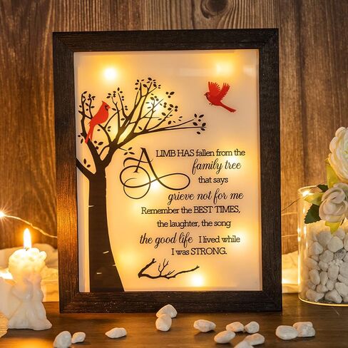 صندوق ظلال تذكاري باضاءة LED تذكارية 8×10 انش، هدية تذكارية مدروسة لفقدان الام والاب المحبوب في ذكرى الام، هدية جنازة لفقدان رقم العائلة in Kuwait