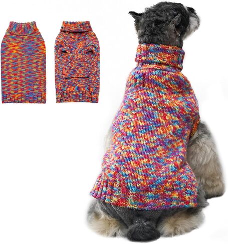 KYEESE Dog Sweater Thermal Turtleneck Dog Knitwear for Small Dogs with Leash Hole Warm Dog Coat for Cold Weather in Winter, Neon Pink,M in Saudi Arabia