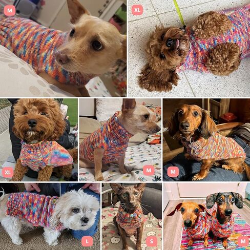 KYEESE Dog Sweater Thermal Turtleneck Dog Knitwear for Small Dogs with Leash Hole Warm Dog Coat for Cold Weather in Winter, Neon Pink,M in Saudi Arabia