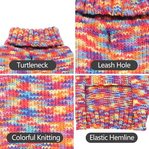 KYEESE Dog Sweater Thermal Turtleneck Dog Knitwear for Small Dogs with Leash Hole Warm Dog Coat for Cold Weather in Winter, Neon Pink,M in Saudi Arabia
