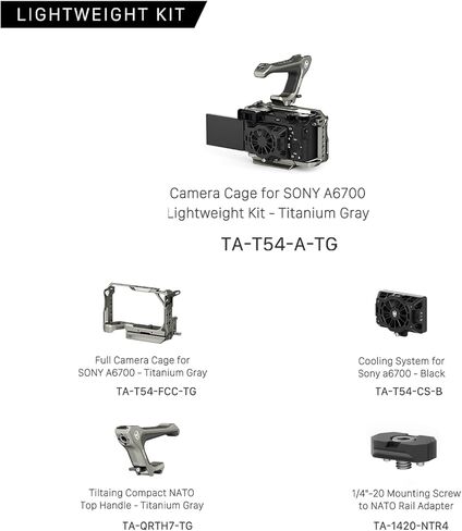 Camera Cage for/Compatible with Sony a6700 Lightweight Kit - Titanium Gray | | Mount Accessories | Custom Designed | ARCA Ready | Compatible | NATO TOP Handle | TA-T54-A-TG in Saudi Arabia