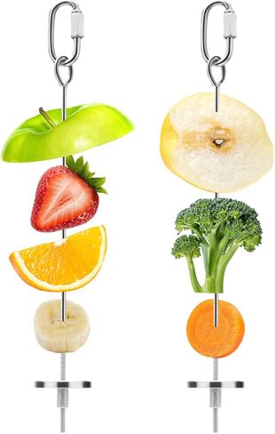 Bird Food Holder Stainless Steel Fruit Vegetable Stick Skewer for Parrots Cockatoo Cockatiel Cage Treating Tool (S: 4.72inch) in Kuwait