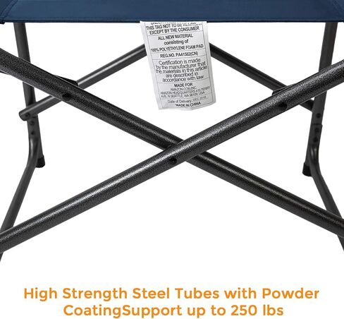 كرسي تخييم Pacific Pass Directors مع طاولة جانبية مدمجة وحامل أكواب، قابل للطي - سبائك فولاذية، كحلي in Kuwait