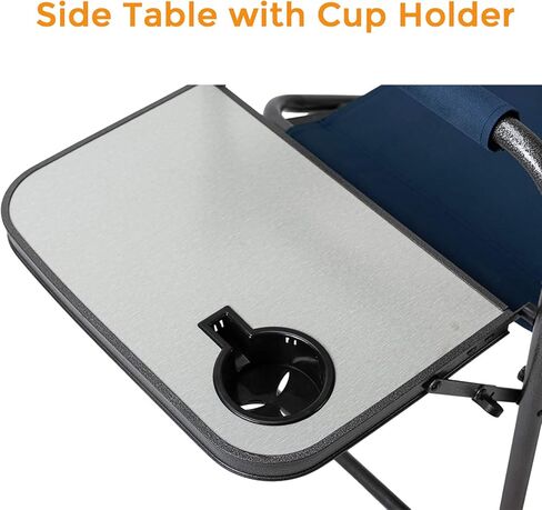 كرسي تخييم Pacific Pass Directors مع طاولة جانبية مدمجة وحامل أكواب، قابل للطي - سبائك فولاذية، كحلي in Kuwait