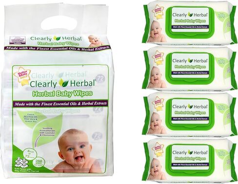 Clearly Herbal Baby Wipes, 288 Count, Natural Ingredients, Safe and Reliable, Aromatherapeutic Bliss in Saudi Arabia