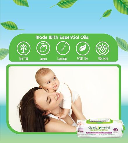 Clearly Herbal Baby Wipes, 288 Count, Natural Ingredients, Safe and Reliable, Aromatherapeutic Bliss in Saudi Arabia