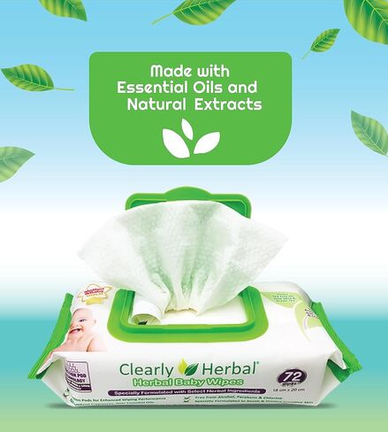 Clearly Herbal Baby Wipes, 288 Count, Natural Ingredients, Safe and Reliable, Aromatherapeutic Bliss in Saudi Arabia