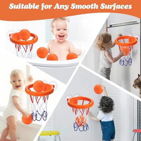 ألعاب الحمام، طوق كرة السلة للاستحمام خالٍ من العفن للأطفال من سن 1 إلى 3 سنوات، لا يوجد طوق كرة السلة في حوض الاستحمام للأطفال الصغار، طوق كرة سلة قوي بالشفط ومجموعة 4 كرات ناعمة للأولاد والبنات، ألعاب حوض للأطفال من 4 إلى 8 سنوات in Kuwait