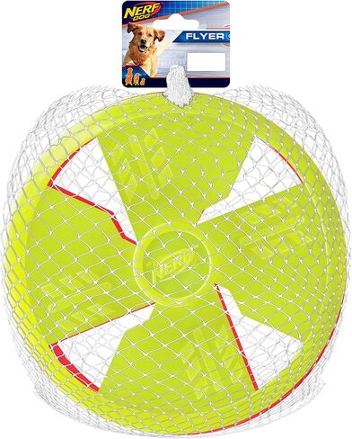 Nerf Dog Rubber Flyer Dog Toy, Flying Disc, Lightweight, Durable and Water Resistant, Great for Beach and Pool, 10 inch diameter, for Medium/Large Breeds, Single Unit, Green in Saudi Arabia