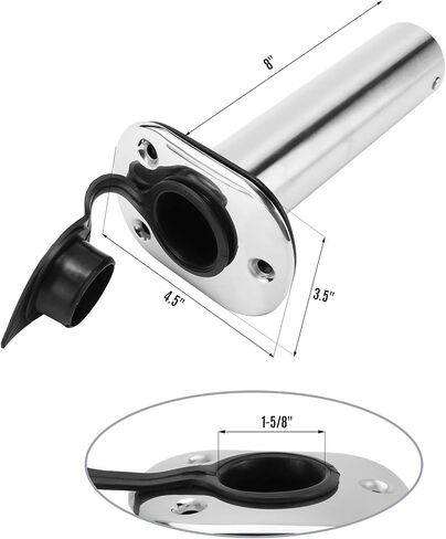 YaeMarine 2Pcs Stainless Steel 15 Degree 30 Degree 90 Degree Rod Holders with Rubber Cap, Liner, Gasket in Saudi Arabia