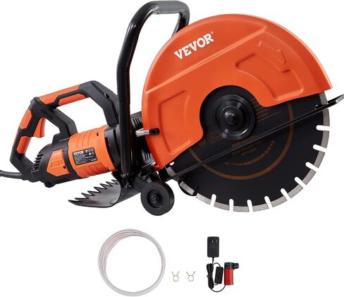 VEVOR Electric Concrete Saw, 16 in, 3200 W Motor Circular Saw Cutter | Max. 6 in Adjustable Cutting Depth, Wet Disk Cutter, Includes Water Line, Pump and Blade, For Stone, Brick in Saudi Arabia