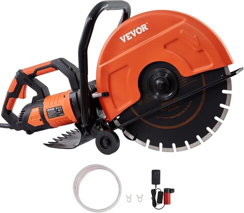 VEVOR Electric Concrete Saw, 16 in, 3200 W Motor Circular Saw Cutter | Max. 6 in Adjustable Cutting Depth, Wet Disk Cutter, Includes Water Line, Pump and Blade, For Stone, Brick in Saudi Arabia