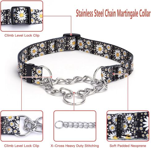 طوق Serijoars Martingale للكلاب، نمط زهور عالي التحمل، طوق كلب لتدريب الكلاب من النايلون الآمن للنساء مع تصميم زهور - كلاب صغيرة متوسطة كبيرة (M، ألعاب نارية) in Kuwait