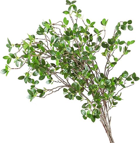 Ollain 43" Artificial Greenery Stems Plants Faux Leaf Green Eucalytus Branches Ficus Twig Fern Fake Green Bushes Shrubs for Home Party Wedding Decoration (2 Pack) in Kuwait