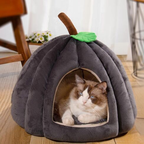 PetSome Soft Cat Bed Cave، سرير كهف للقطط مع وسادة فلانيليت قابلة للإزالة، سرير قطط لطيف، سرير قطط مغطى (رمادي) in Kuwait