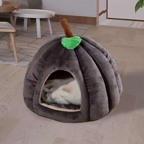 PetSome Soft Cat Bed Cave، سرير كهف للقطط مع وسادة فلانيليت قابلة للإزالة، سرير قطط لطيف، سرير قطط مغطى (رمادي) in Kuwait