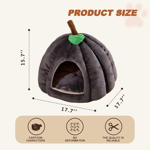 PetSome Soft Cat Bed Cave، سرير كهف للقطط مع وسادة فلانيليت قابلة للإزالة، سرير قطط لطيف، سرير قطط مغطى (رمادي) in Kuwait