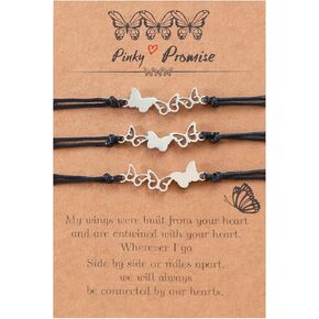 Fuqimanman2020 Best Friends Matching Bracelet Friendship 2/3 Heart Butterfly Bracelets Set Gift for BFF Friend Sister