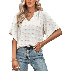 بلوزات عمل نسائية صيفية من ARJOSA بأكمام واسعة 3/4 من الشيفون، بلوزات عمل كاجوال بيبي دول أنيقة in Kuwait