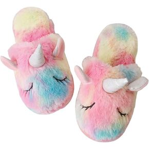 techcity Rainbow Unicorn Slippers/Cute Fluffy Girls Slippers/Cozy Plush Indoor Outdoor Kids Slippers/Best Unicorn Gifts in Saudi Arabia