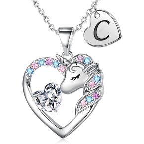 IEFRICH Unicorns Gifts for Girls Kids, Heart Necklace | Unicorn Necklaces for Girls | Initial Necklaces | Unicorn Jewelry | Kids Jewelry for Girls | Birthday Christmas Gifts for Kids Girls in Saudi Arabia