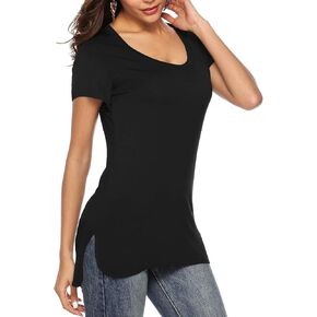 Florboom Womens Casual Tshirts Short/Long Sleeve Scoop Neck Long Fitted Tops Plain T Shirts