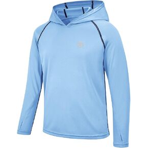 VEOBIKE Youth UPF50+ Sun Shirts Rashguard Quick Dry Long Sleeve Hoodies T-shirts for Workout Thumbholes in Saudi Arabia