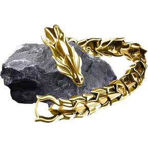KF Ornament Vintage Dragon Design Bracelets for Men - Marine-Grade Titanium Steel, Waterproof, Rust-Proof, and Scratch-Resistant