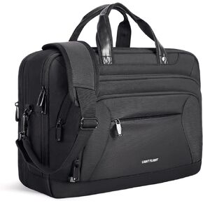 LIGHT FLIGHT Laptop Bag 17.3 Inch, Laptop Briefcase for Men Women, Expandable Large Computer Bag for Work, Office, Business Travel (Black) in Kuwait